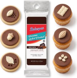 Bakerpan Premium Rolled Brown Fondant for Cake Decorating, Chocolate Flavor - 4.4 Ounces (Made in USA)